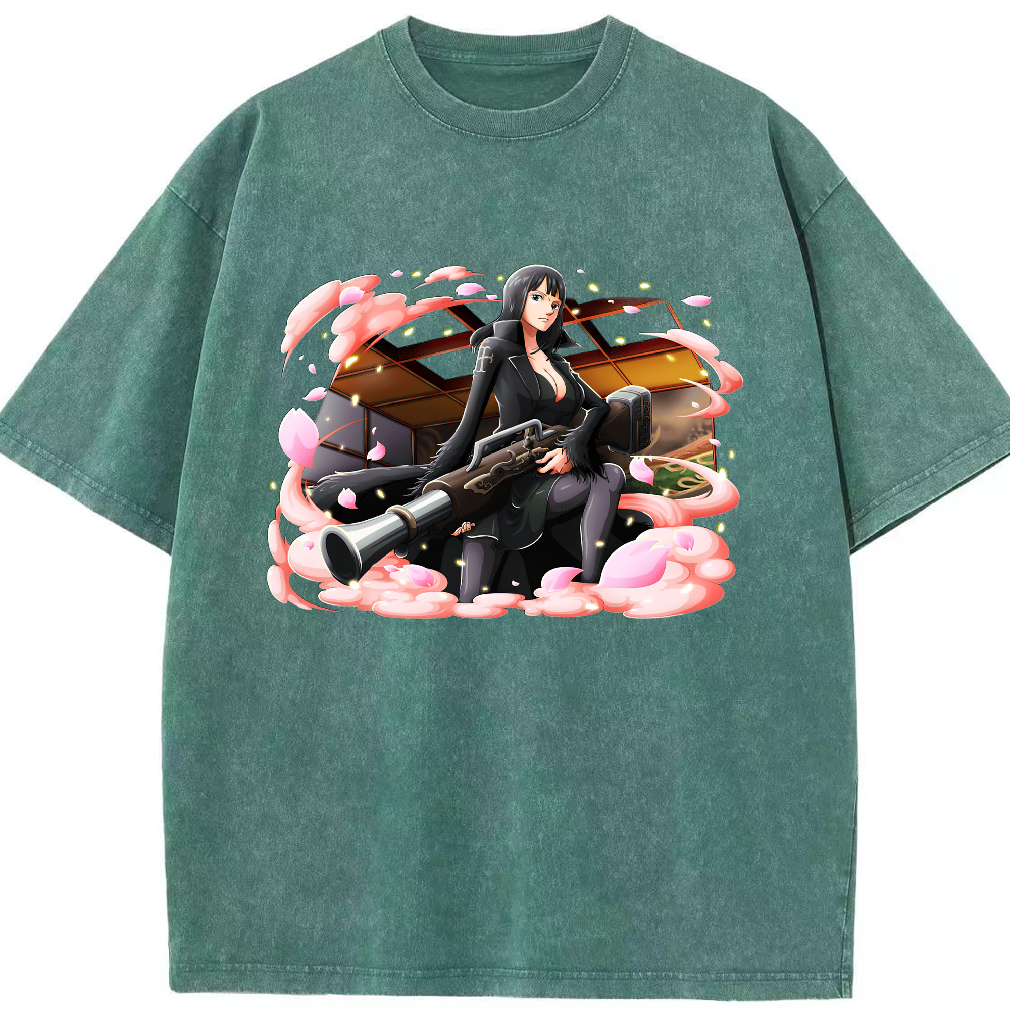 ワンピース ニコ・ロビン ONE PIECE Nico Robin 綿100% ヴィンテージ風 半袖Tシャツ（フロントプリント）